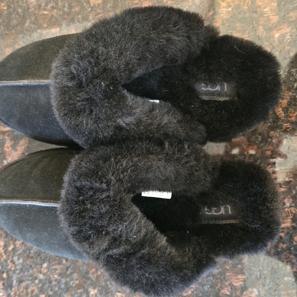 UGG Black Shearling Slippers